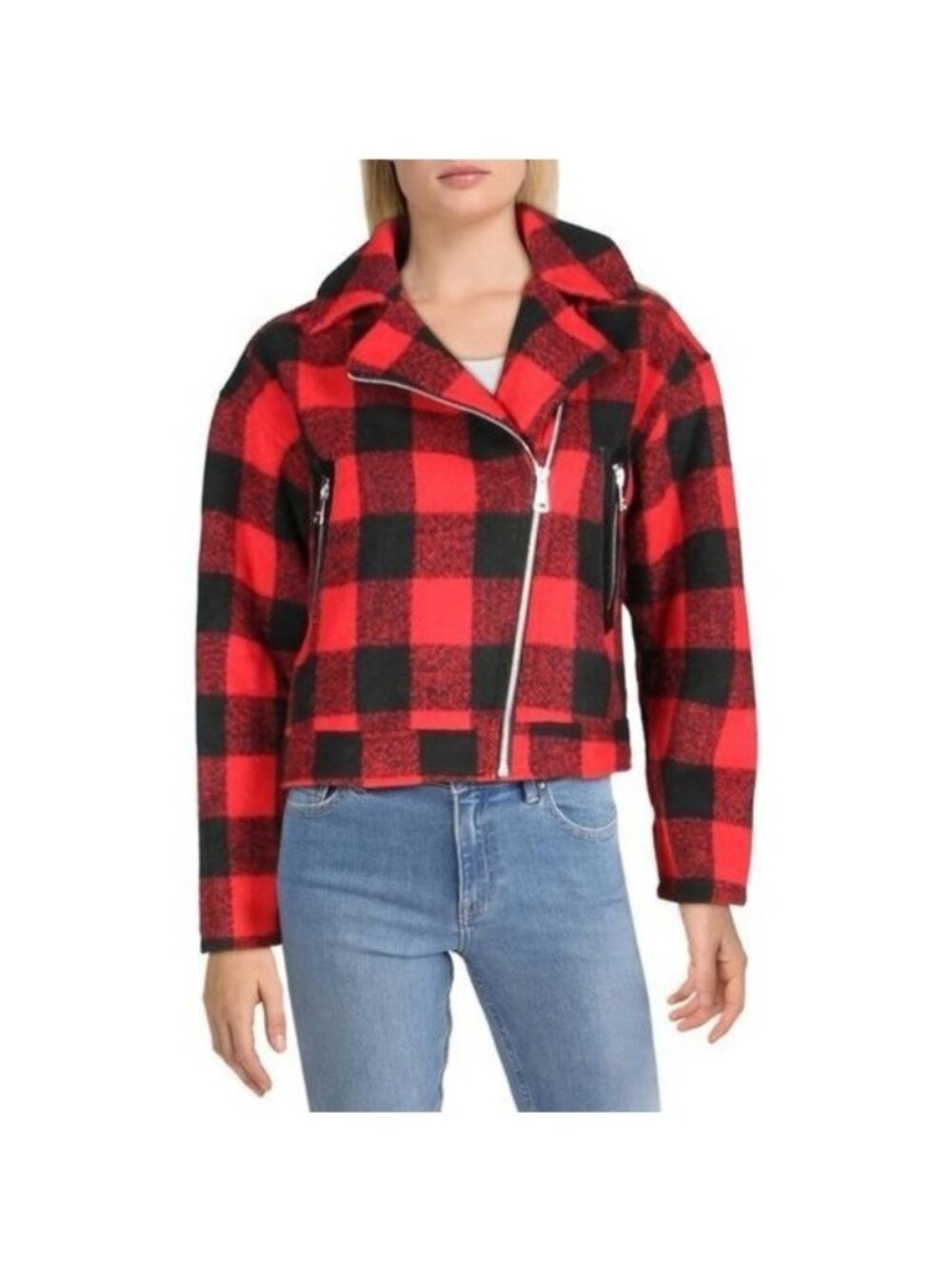 Vigoss Red Buffalo Check Moto Jacket